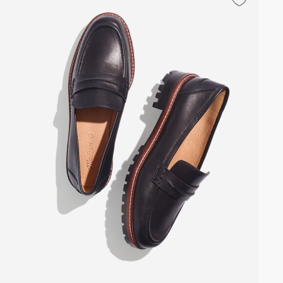 Madewell Shoes - Madewell The Corinne Lug Sole Leather Loafers in Black | Size 7.5